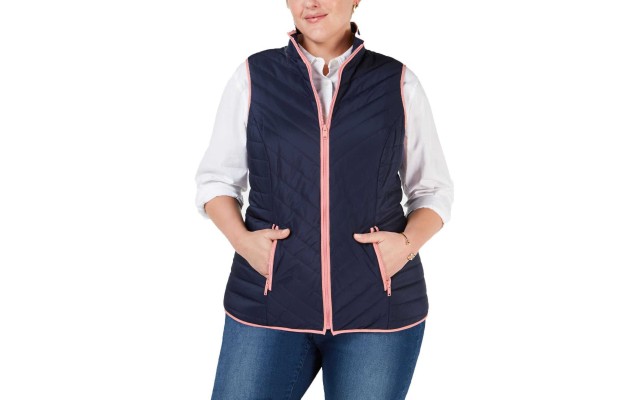  Women’s Plus Size Contrast-Trim Vests