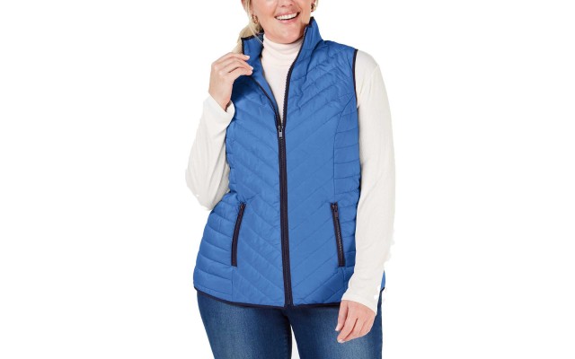  Women’s Plus Size Contrast-Trim Vests