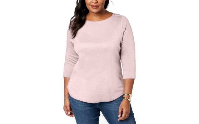  Women's Plus Size Cotton Boat-Neck Pullover Blouse Shirt Tops