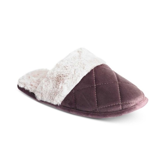  Women’s Quilted Microvelour Scuff Slippers