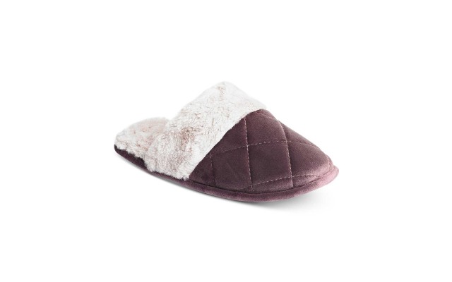  Women’s Quilted Microvelour Scuff Slippers