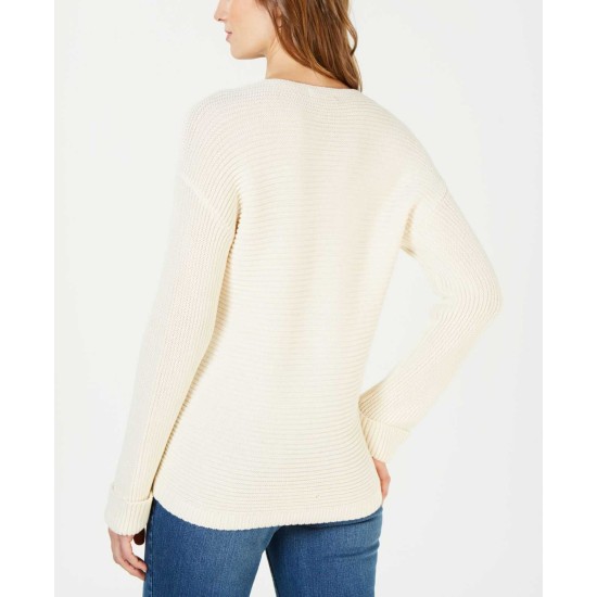  Women's V-Neck Cuffed-Sleeve Sweaters