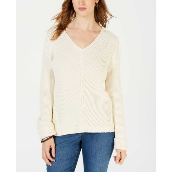  Women's V-Neck Cuffed-Sleeve Sweaters