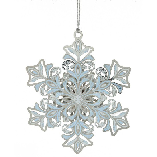  Snowflake Ornament, White/Blue