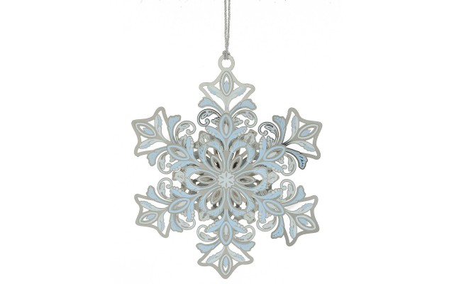  Snowflake Ornament, White/Blue