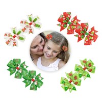 Christmas Joy 8pcs Christmas Ribbon Hair Clip,3Inch Bow Hair Pin for Baby Girls, Christmas, Birthday, Preschool Gift for Toddler Girls, Preschoolers, Kindergarten Girls