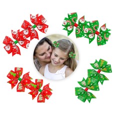 Christmas Joy 8pcs Christmas Ribbon Hair Clip,3Inch Bow Hair Pin for Baby GirlsChristmasBirthdayPreschool Gift for Toddler GirlsPreschoolersKindergarten Girls