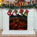 , Set of 4, 3D Christmas Theme Stockings Gift & Candy Bag & Tableware Holder Ornament Animated Santa Reindeer Snowman Dog