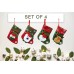 , Set of 4, 3D Christmas Theme Stockings Gift & Candy Bag & Tableware Holder Ornament Animated Santa Reindeer Snowman Dog