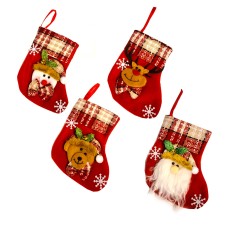 Christmas JoySet of 43D Christmas Theme Stockings Gift & Candy Bag & Tableware Holder Ornament Animated Santa Reindeer Snowman Dog