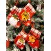 , Set of 4, 3D Christmas Theme Stockings Gift & Candy Bag & Tableware Holder Ornament Animated Santa Reindeer Snowman Dog