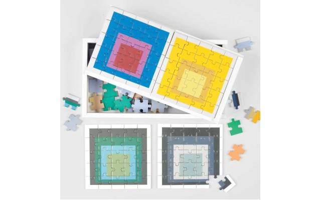  Wooden Josef Albers Puzzle Set 6 X 25 Pieces