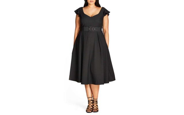  Flirty Flutter Dress (Black, 16W)
