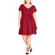  Flutter-Sleeve Fit & Flare Dress (Medıum Red, 18W Plus)
