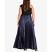  Plus Rosa One-Shoulder Pleated Maxi Dress (Black/Smoke Blue, 16)
