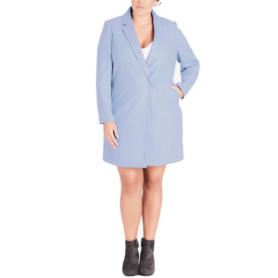  Plus Size Trendy  Notched-Collar Coat (Navy, S/16)