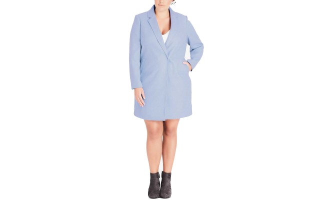  Plus Size Trendy  Notched-Collar Coat (Navy, S/16)