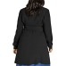  Plus Size Trendy Wrap Trench Coat (Black, XS/14)