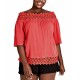  Trendy Plus Size Grace Embroidered Off-The-Shoulder Top (Medıum Red, 20W Plus)