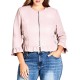  Trendy Plus Size Ruffled Cropped Faux-Leather Jacket (Rose Water, S/16)