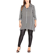 City Chic Trendy Plus Size Women’s Striped Tunic Shirt (Black, Small)