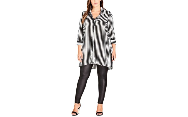  Trendy Plus Size Women’s Striped Tunic Shirt (Black, Small)