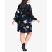  Trendy Printed Bell-Sleeve Dress (Black, 18W)