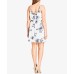  Trendy Women’s Floral-Print Tunic Dress (White/Blue, XS/14)