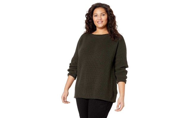  Women’s Apparel Women’s Plus Size Long Sleeve Elbow Detail Sweater (Army Green, S/16)