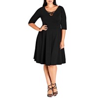 City Chic Women's Trendy Plus Cross-Neck Skater Dress