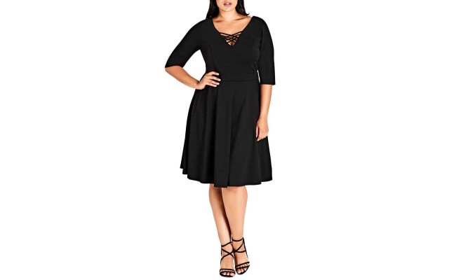  Women's Trendy Plus Cross-Neck Skater Dress