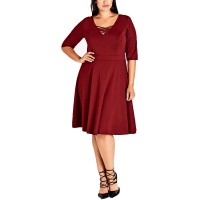 City Chic Women's Trendy Plus Cross-Neck Skater Dress