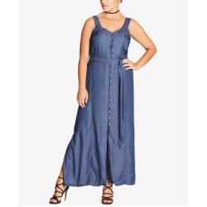 City Chic Women's Trendy Plus Denim Longline Maxi Dresses