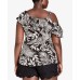  Women’s Trendy Plus Size Palm-Print Ruffle T-Shirt Tops