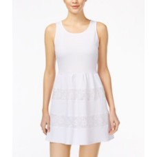 City Studios Juniors’ Crochet-Trim Textured Fit & Flare