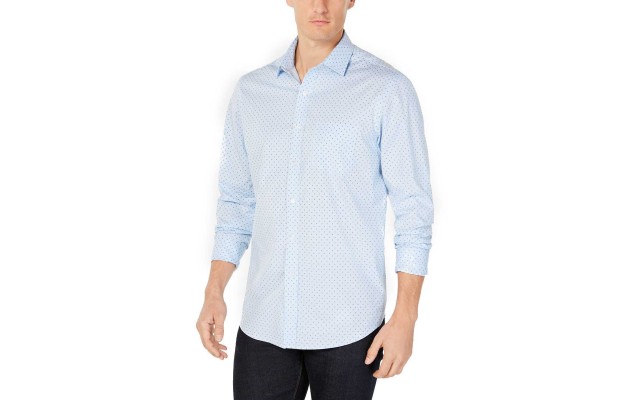  Men’s Circle Print Shirt (Blue, XXXL)