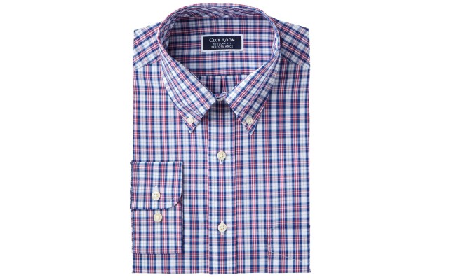  Men’s Classic/Regular Fit Wrinkle-Resistant Plaid Dress Shirt (Red/Blue/Multi, 16.5/34-35)