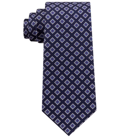  Men’s Diamond Dot Neat Silk Tie (Navy)