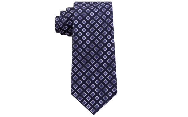  Men’s Diamond Dot Neat Silk Tie (Navy)