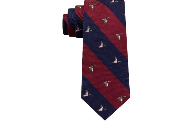  Men’s Duck Bar Stripe Silk Tie (Red)