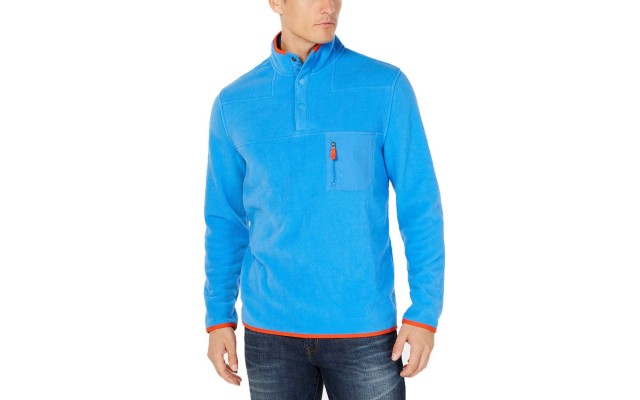  Mens Fire Mock Fleece Pullover Sweater (Palace Blue, XL)