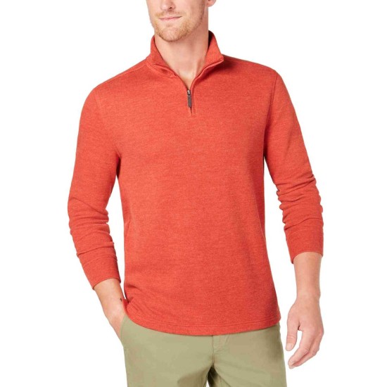  Men’s Quarter-Zip Pullover Sweater (Orange, XXL)
