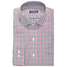 Club Room Mens Regular-Fit Performance Dress Shirt (Plaid Red, 18X34-35)