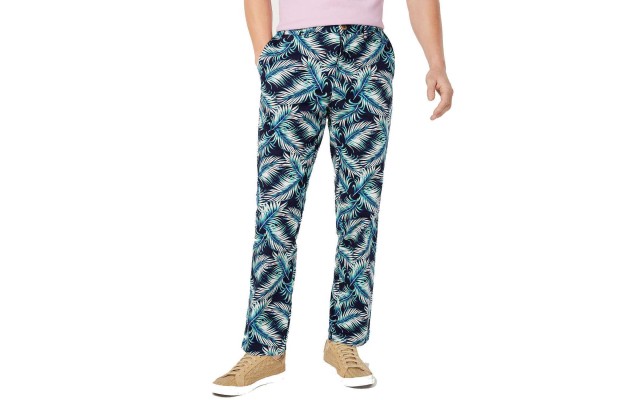  Men’s Regular-Fit Stretch Palm-Print Pants