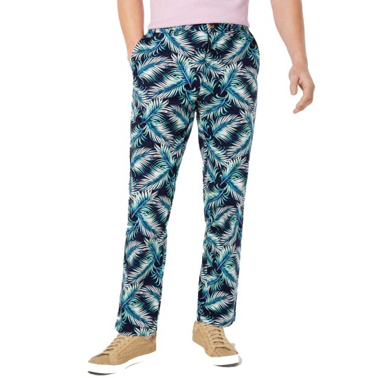  Men’s Regular-Fit Stretch Palm-Print Pants