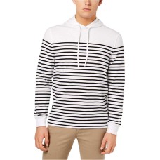 Club Room Men’s Stripe Pullover Hoodie (Bright White, L)