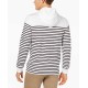  Men’s Stripe Pullover Hoodie (Bright White, L)