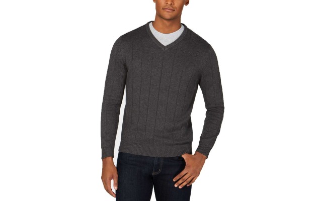 Men’s Textured V-Neck Sweaters
