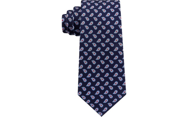  Men’s Tossed Pines Silk Tie (Navy)