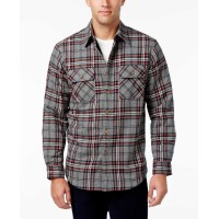 Club Room Red Mens Troy Plaid Pocket Shirt Jacket Gray 3XLT
